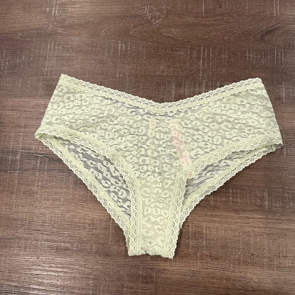 Victoria's Secret Pink Lace Hipster Panty Leopard Floral Green XS Womens